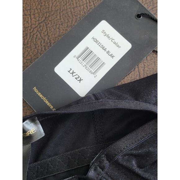 House of Desire Yasmine Shine Mesh Open Cup Babydoll Set Black Sz 1X /2X - Picture 9 of 10